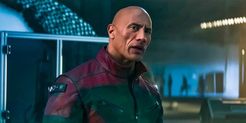 Dwayne Johnson as Callum Drift looking concerned in Red One