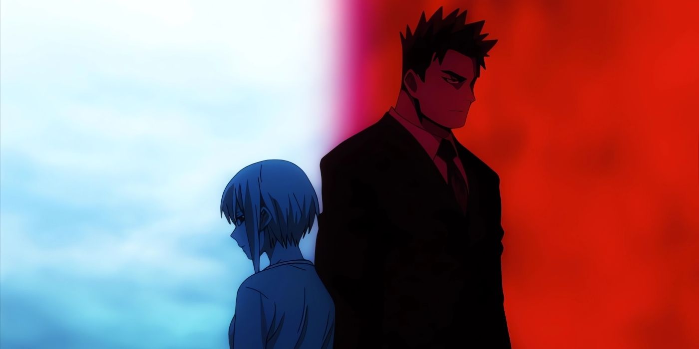 Rei and Endeavor during their youth surrounded by color that represent their Quirks. 