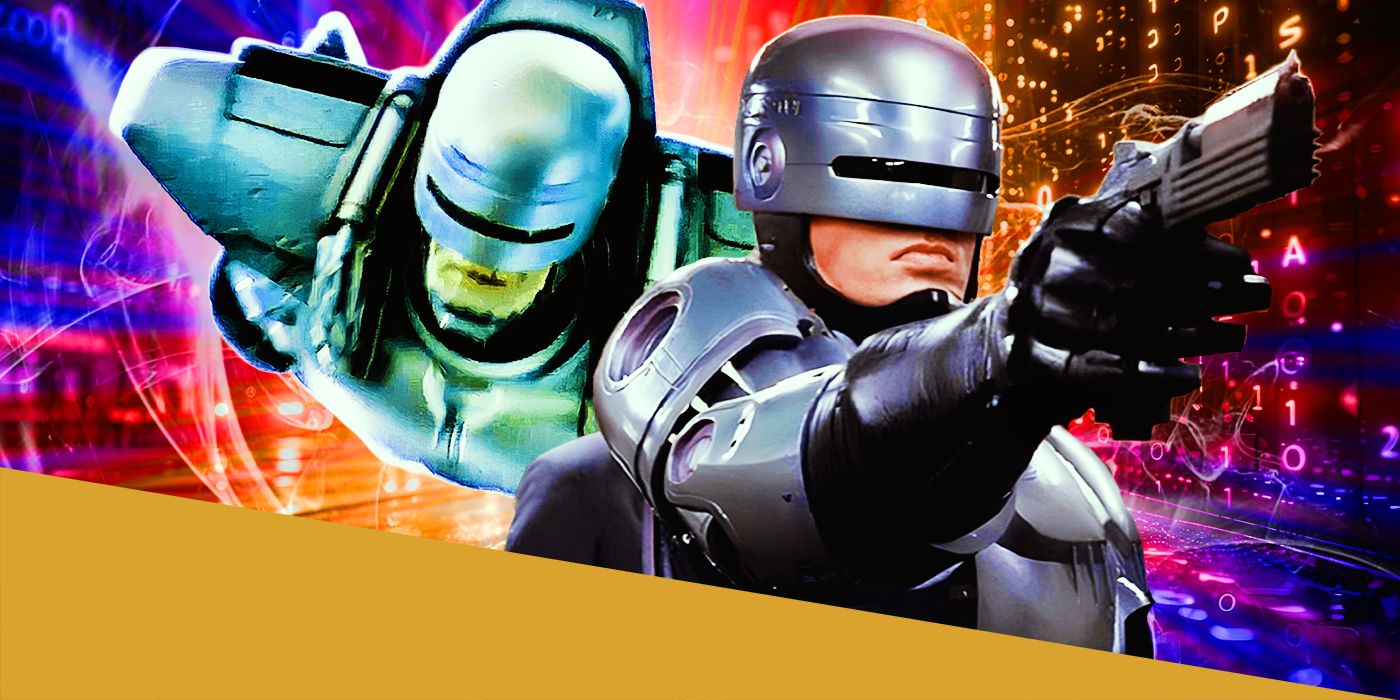 RoboCop Pointing a Gun and Flying with a Jetpack