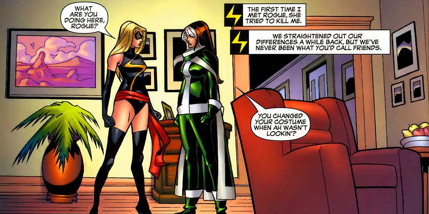 Rogue konfrontiert Carol Danvers, nachdem ihr Warbird-Klon sie in Ms. Marvel #9 angegriffen hat