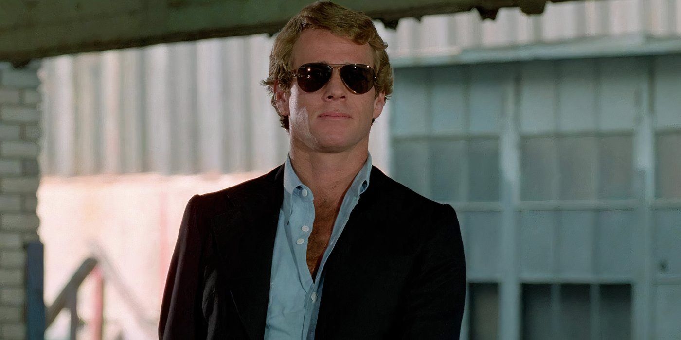 Ryan O'Neal as The Driver wearing sunglasses in The Driver