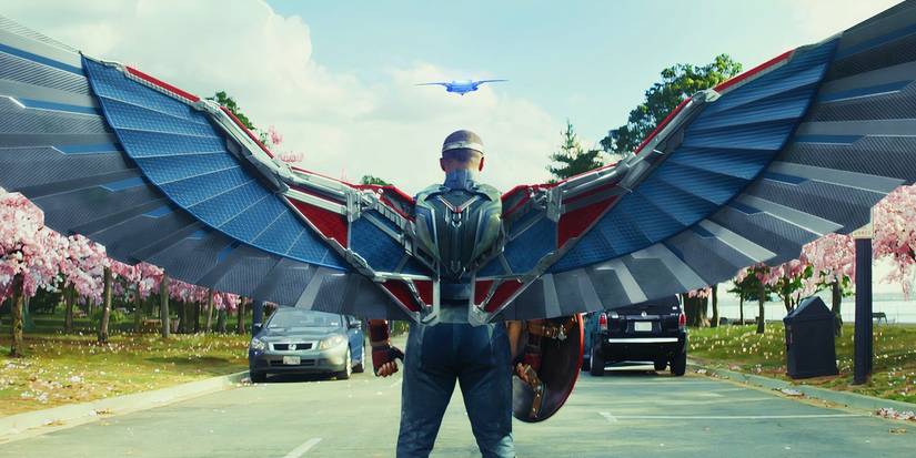 Sam Wilson in his new winged Captain America costume in Captain America Brave New World
