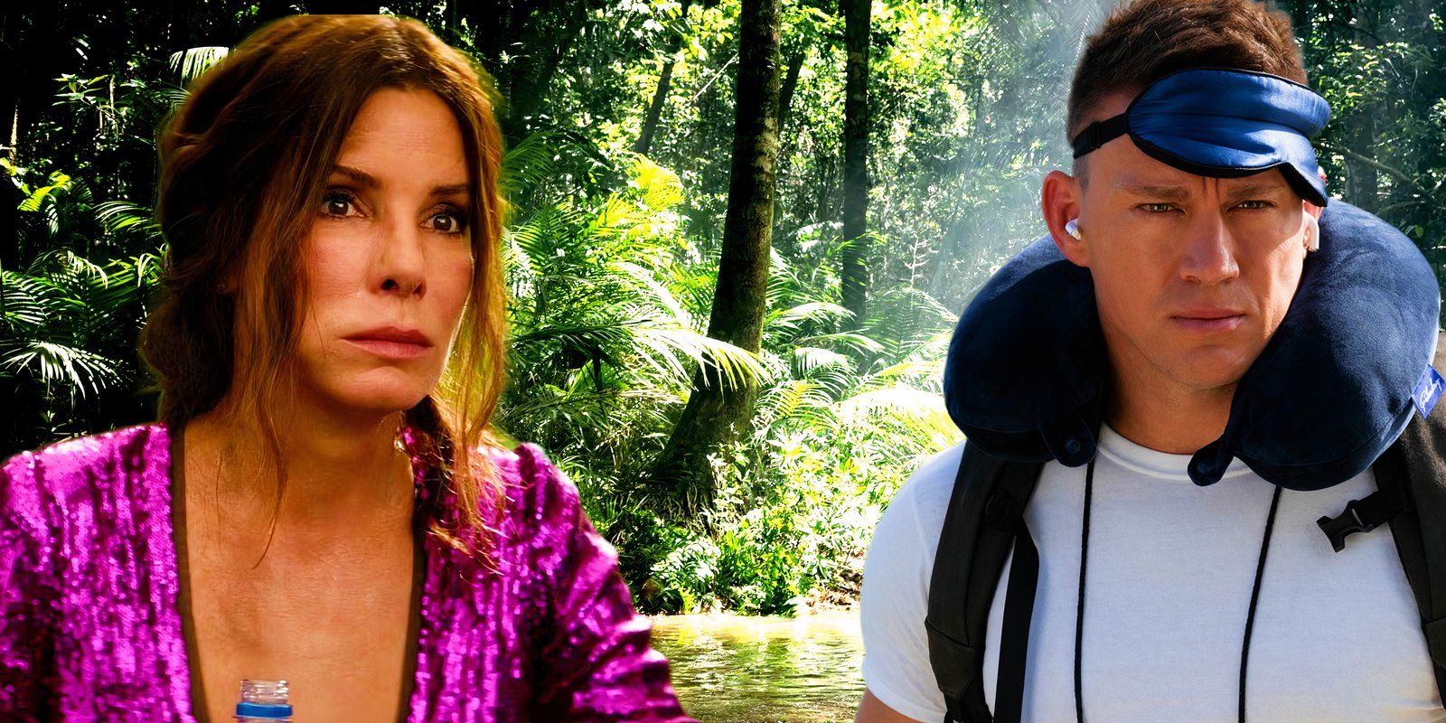 Collage of Sandra Bullock and Channing Tatum in The Lost City