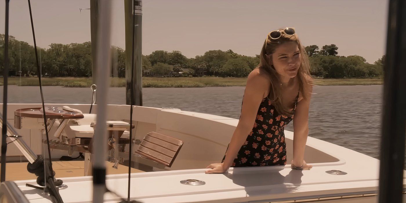 Sarah on a boat in Outer Banks