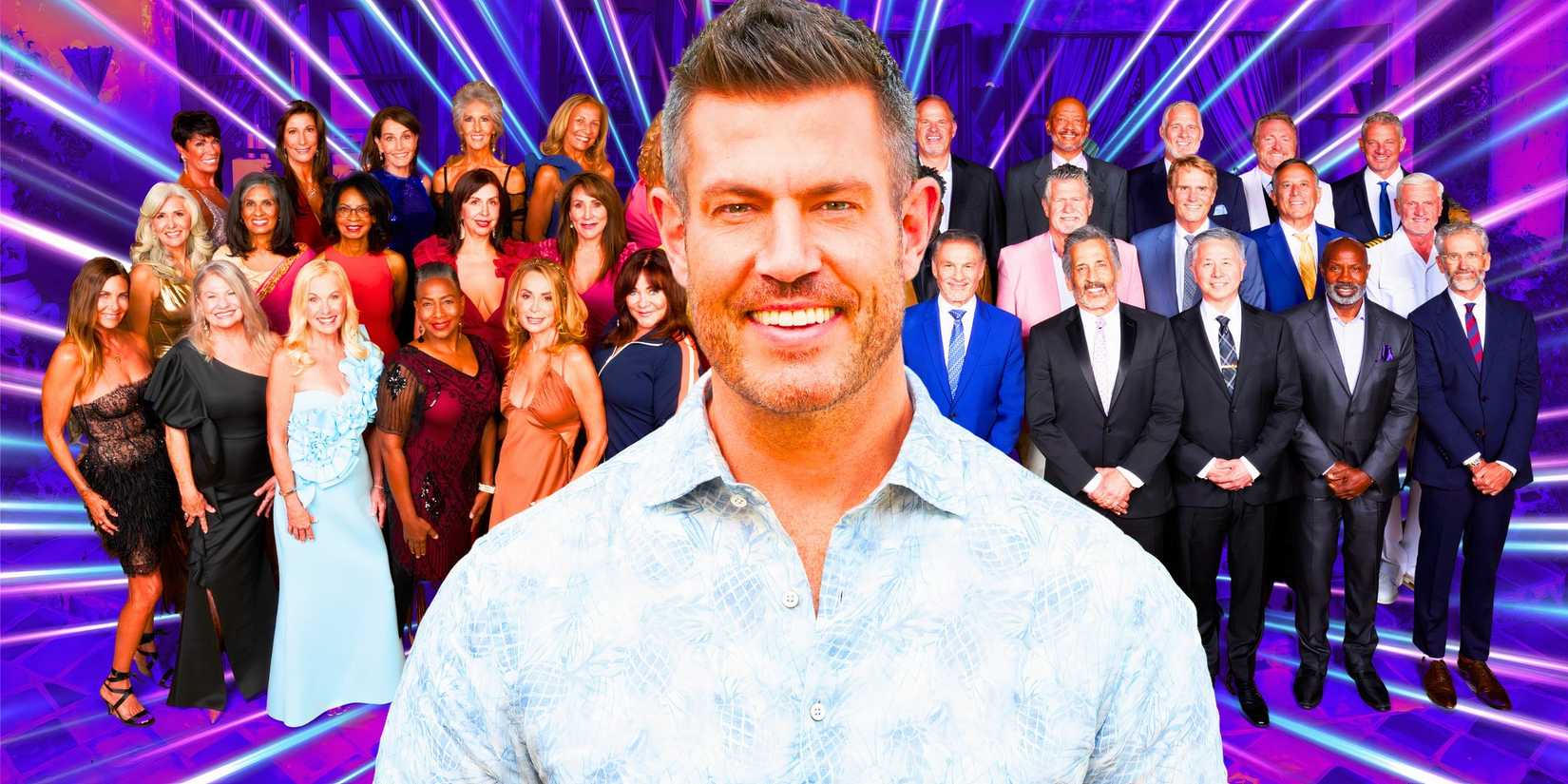 image of jesse palmer and the golden bachelor and bachelorette cast members