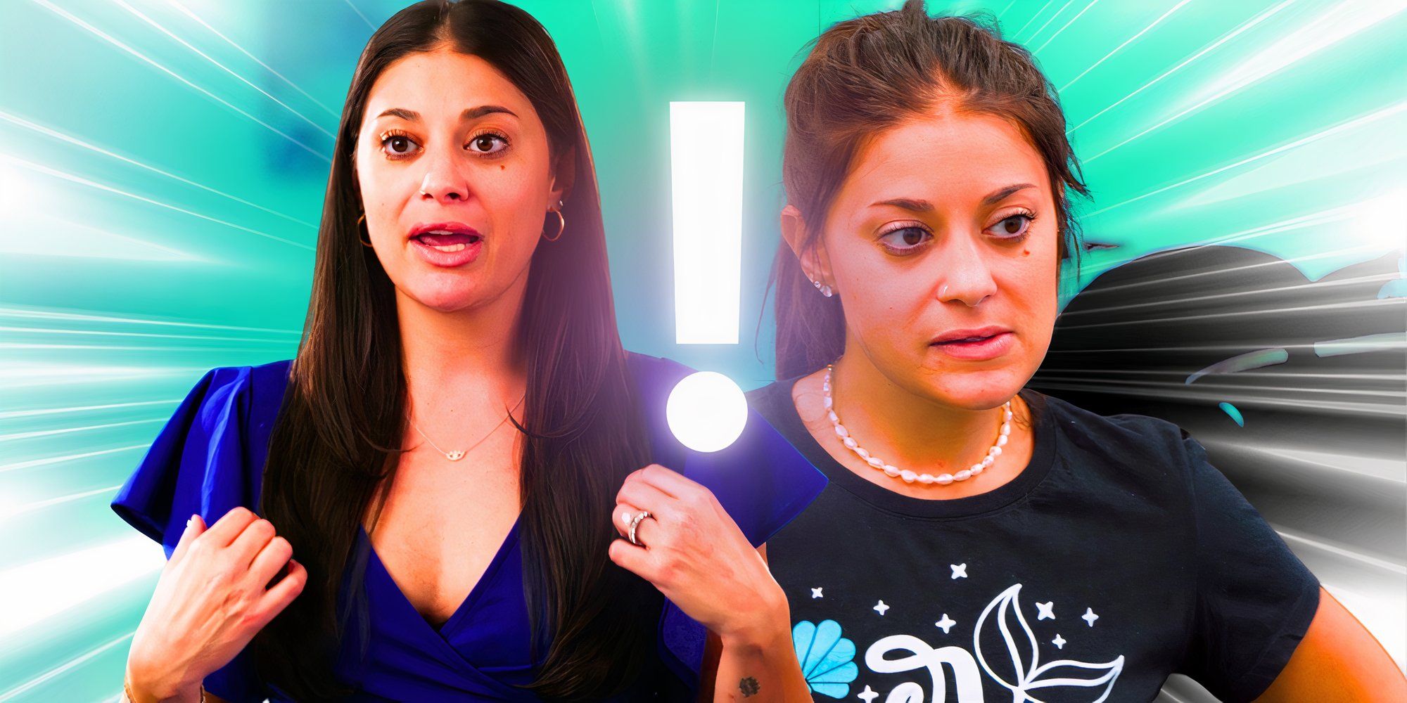 montage of loren brovarnik from 90 day fiance looking mad with an exclamation point