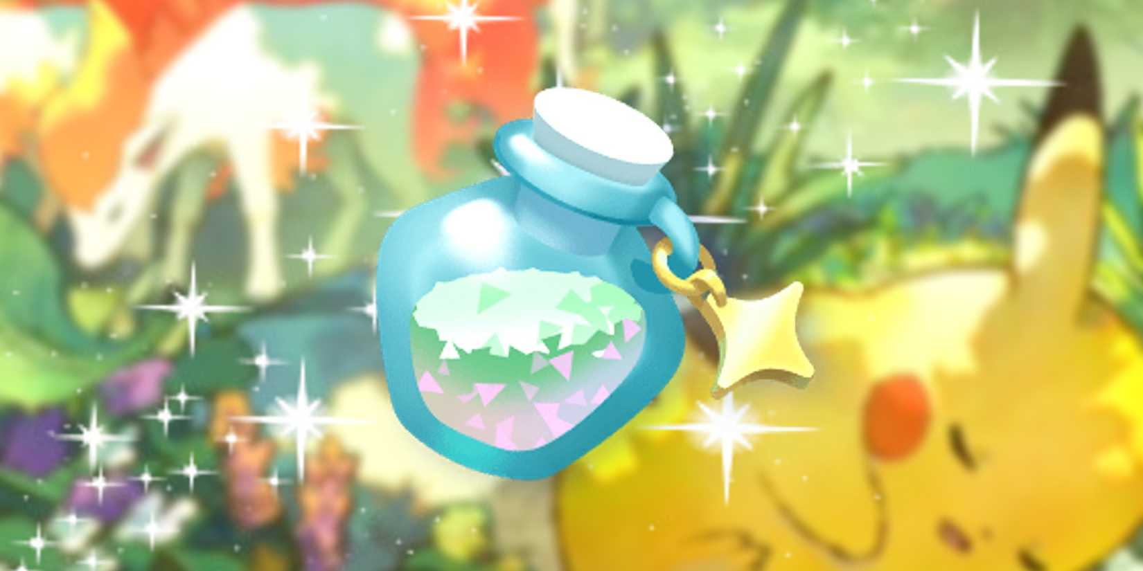 Pokemon TCG Pocket shinedust with sleeping Pikachu behind it
