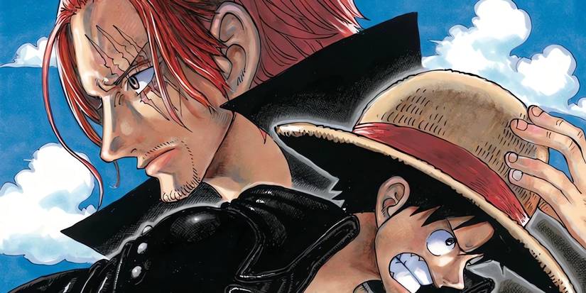 Shanks and Luffy together in the poster of One Piece Film: Red.