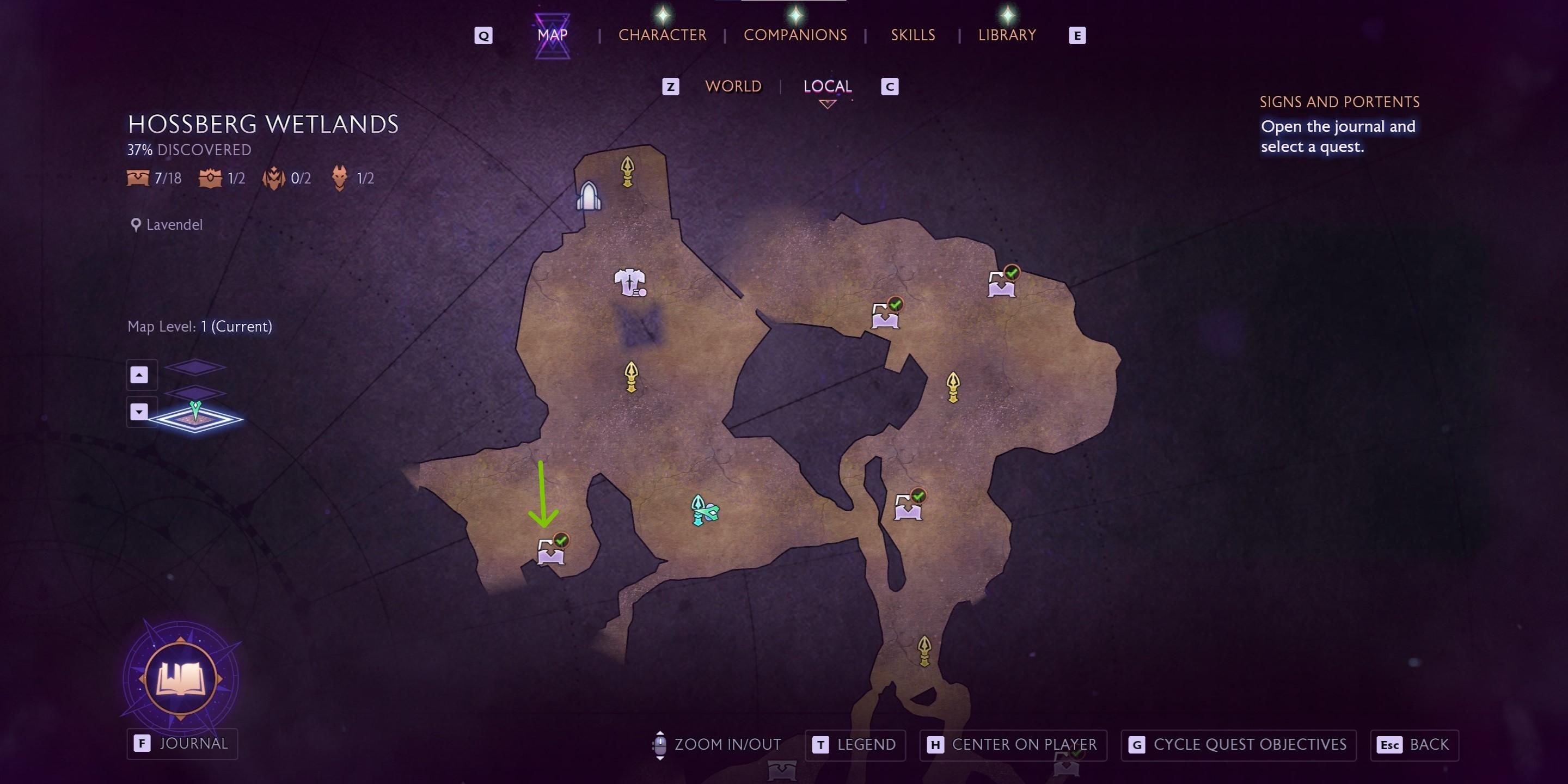 Localização do mapa da clareira protegida em Dragon Age the Veilguard