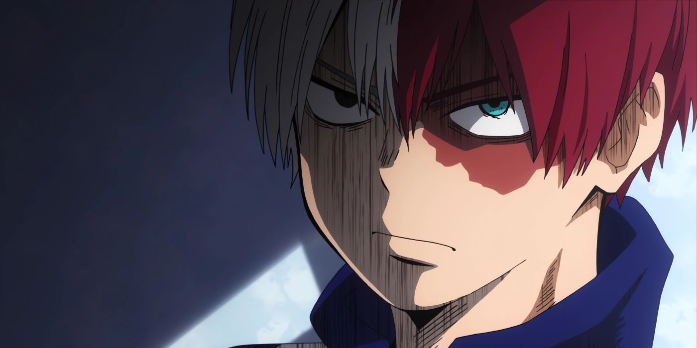 Shoto in episode 19 as he explains to Midoriya how his parents got married.