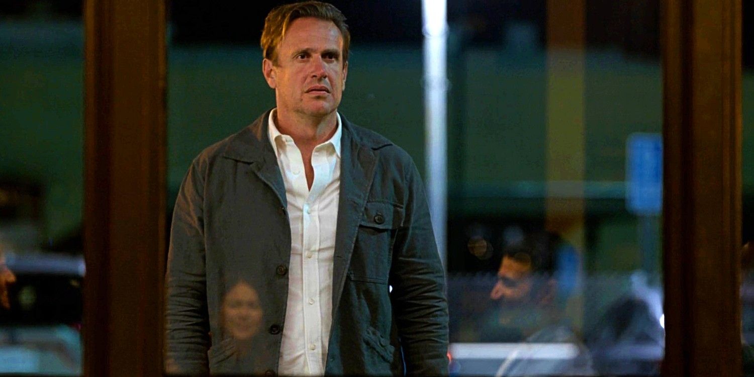 Jimmy (Jason Segel) looks sadly at Alice (Lukita Maxwell) and Louis (Brett Goldstein) in Shrinking season 2, episode 7