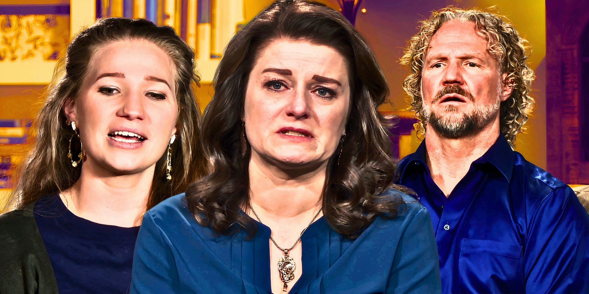 montage of Robyn Brown with Kody Brown and Mykelti Brown from sister wives in the background