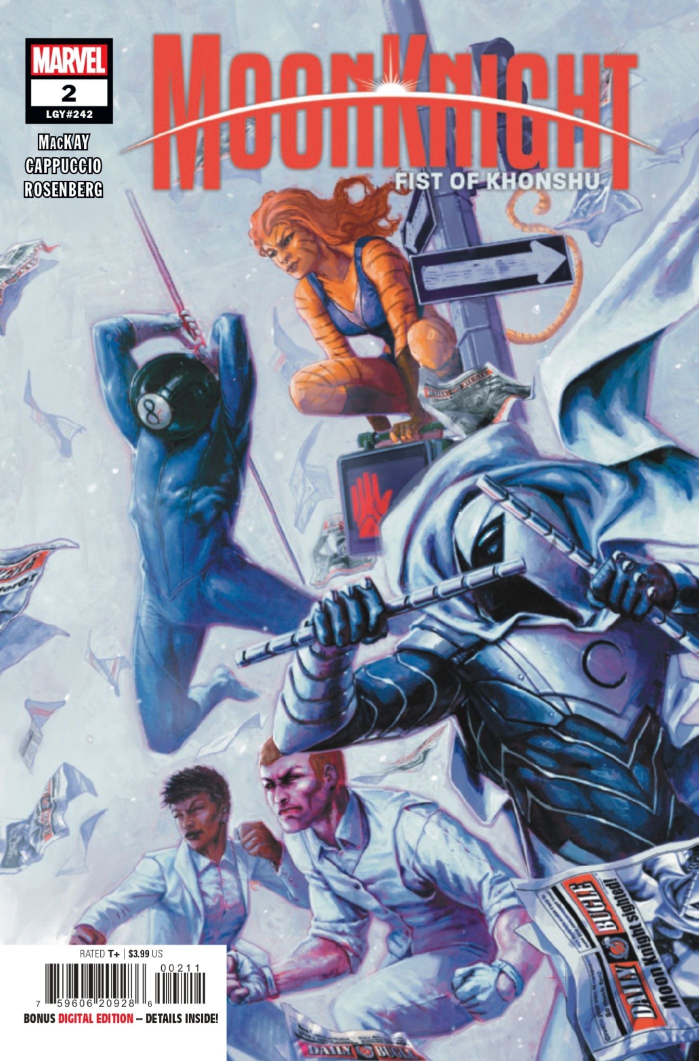 Moon Knight: Fist of Khonshu #2 cover featuring Moon Knight and his allies in battle.