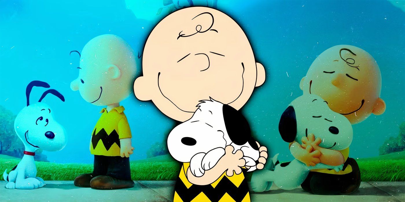 Charlie Brown holding a puppy Snoopy.