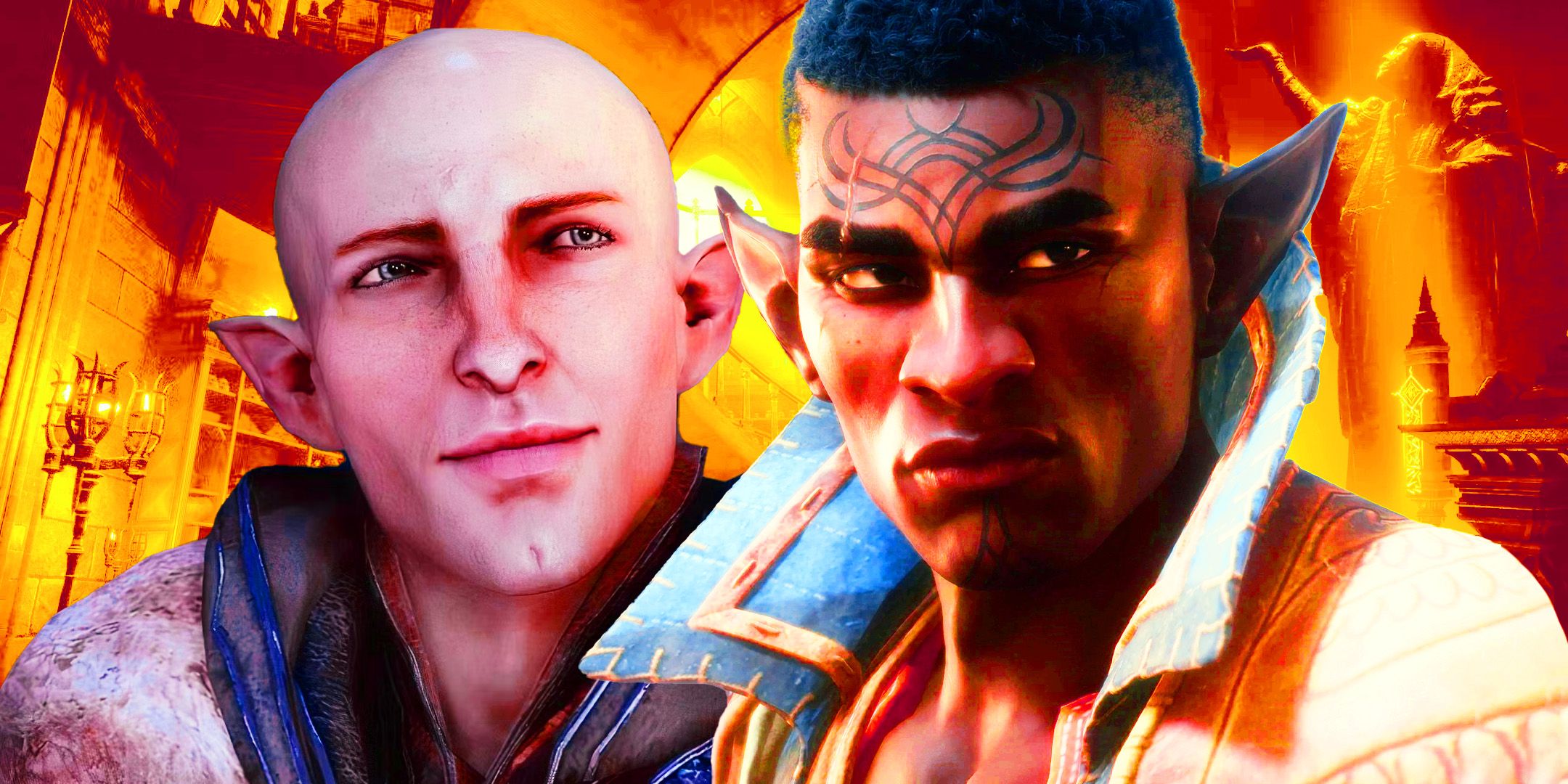 Solas and Davrin from Dragon Age: The Veilguard.