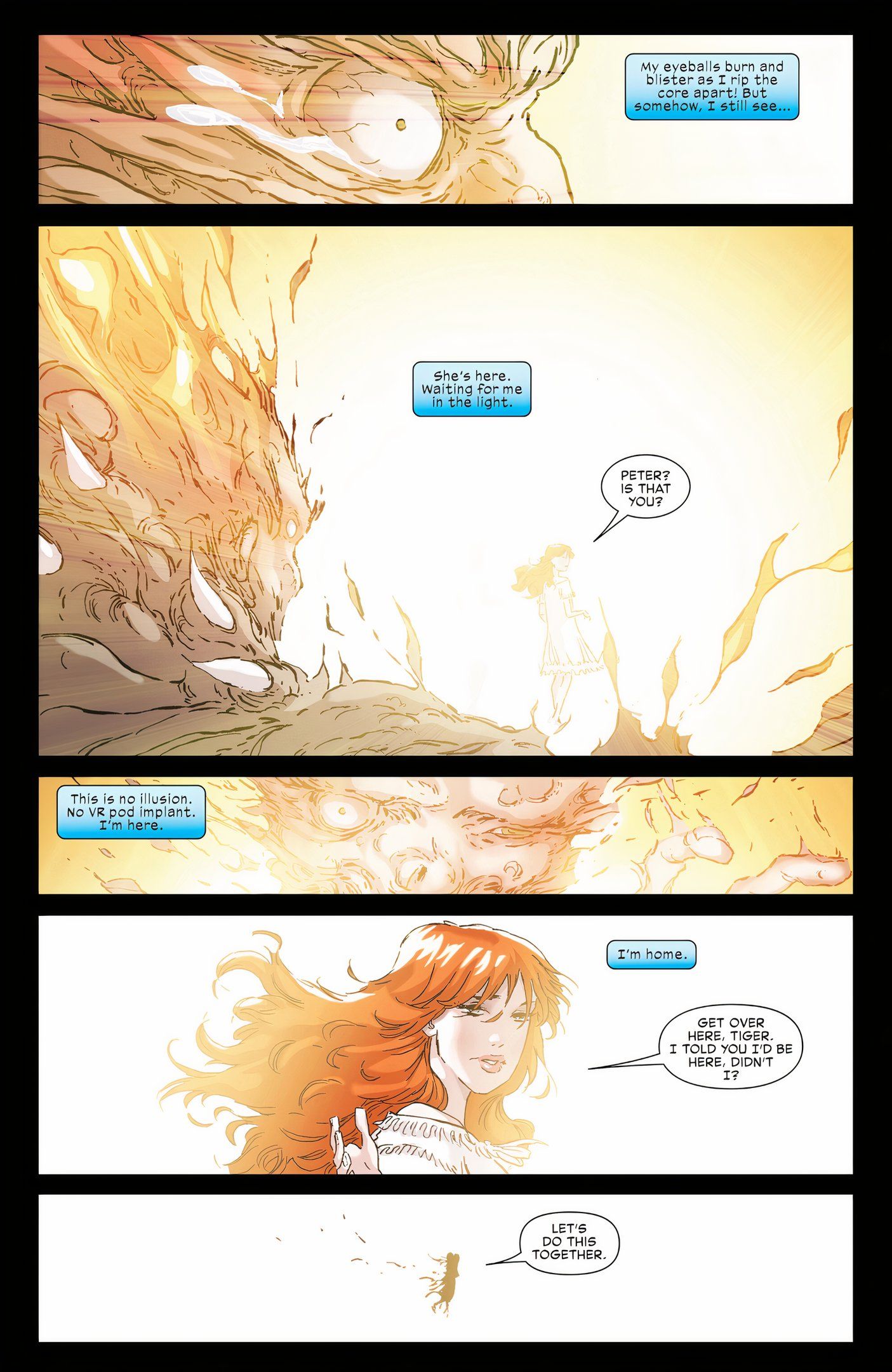 Comic book page: Spider-Man Sacrifices Himself To Bring Down The Webb