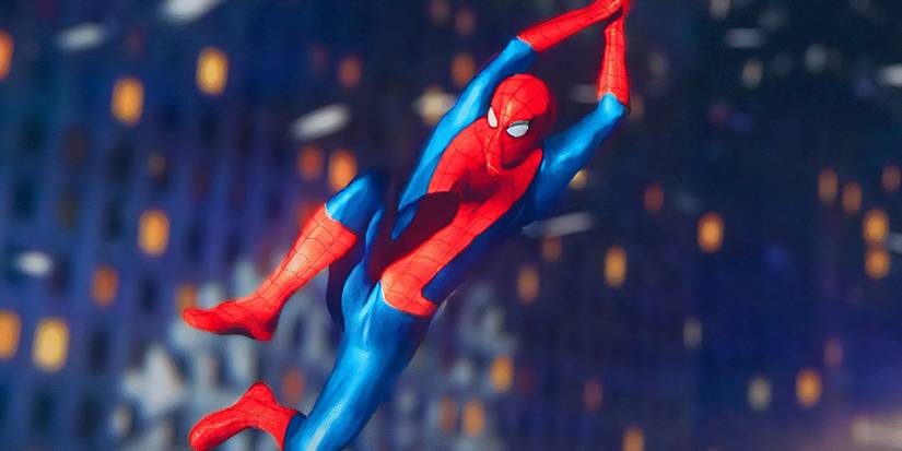 Spider-Man swinging at the end of Spider-Man No Way Home