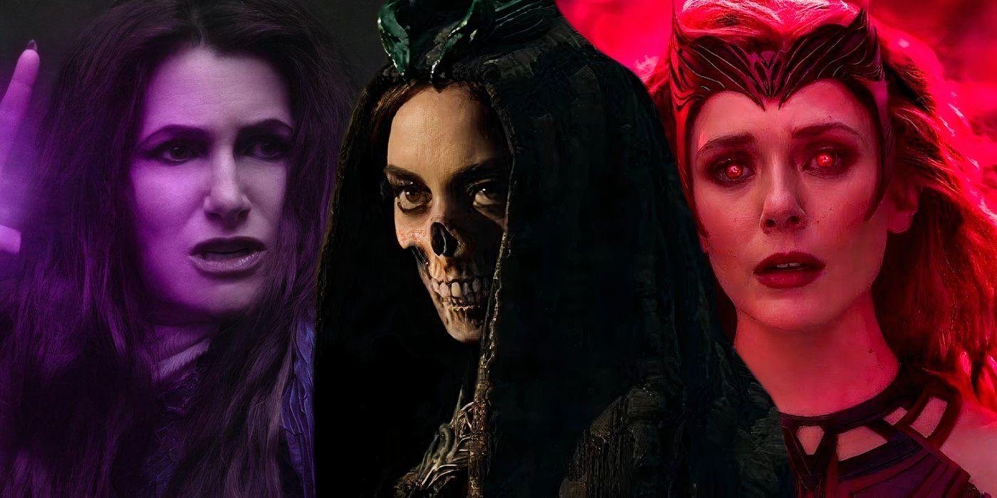 Split image of Death, Agatha and Wanda in the MCU