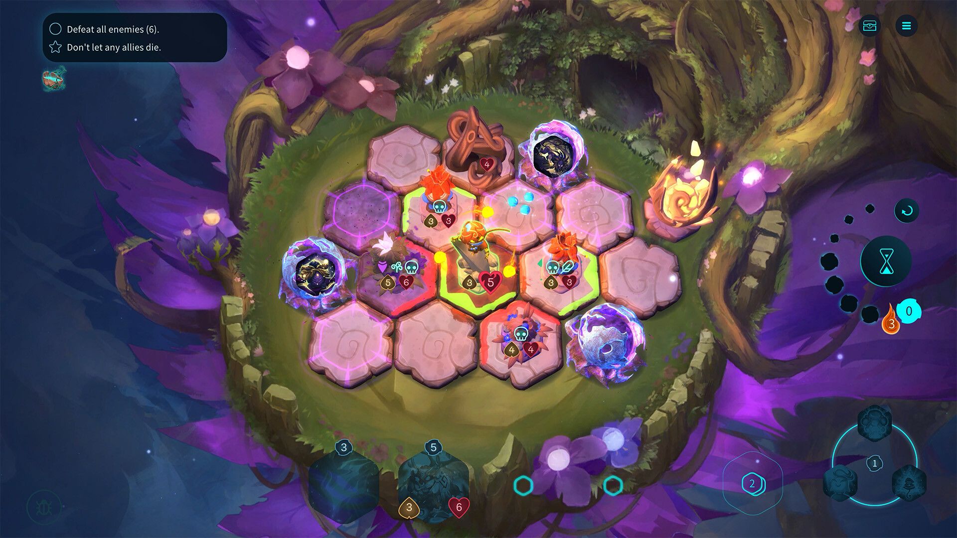 The board for Oaken, featuring strategic, selected characters for the game.