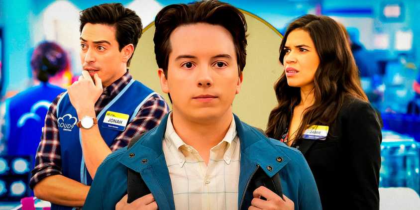 Blended image of Matt from St. Denis Medical in front of Amy and Jonah from Superstore