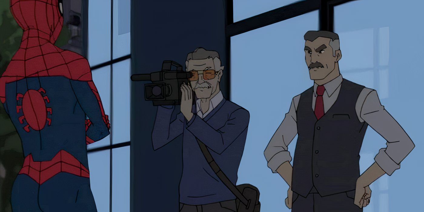 Stan Lee as a camera man in Spider-Man 2017-2018