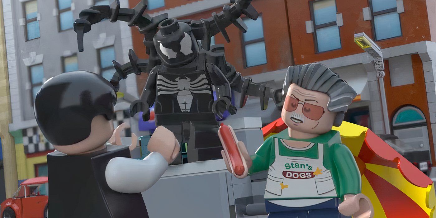 Sten Lee as a hot dog vendor in Lego Marvel Super Heroes_ Maximum Overload