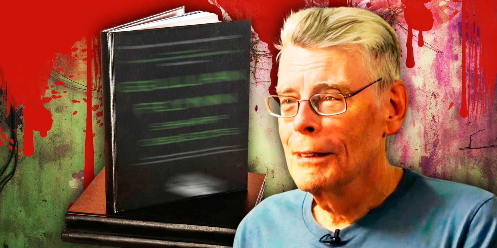 The cover of Sharp Objects by Gillian Flynn blurred out and an image of Stephen King