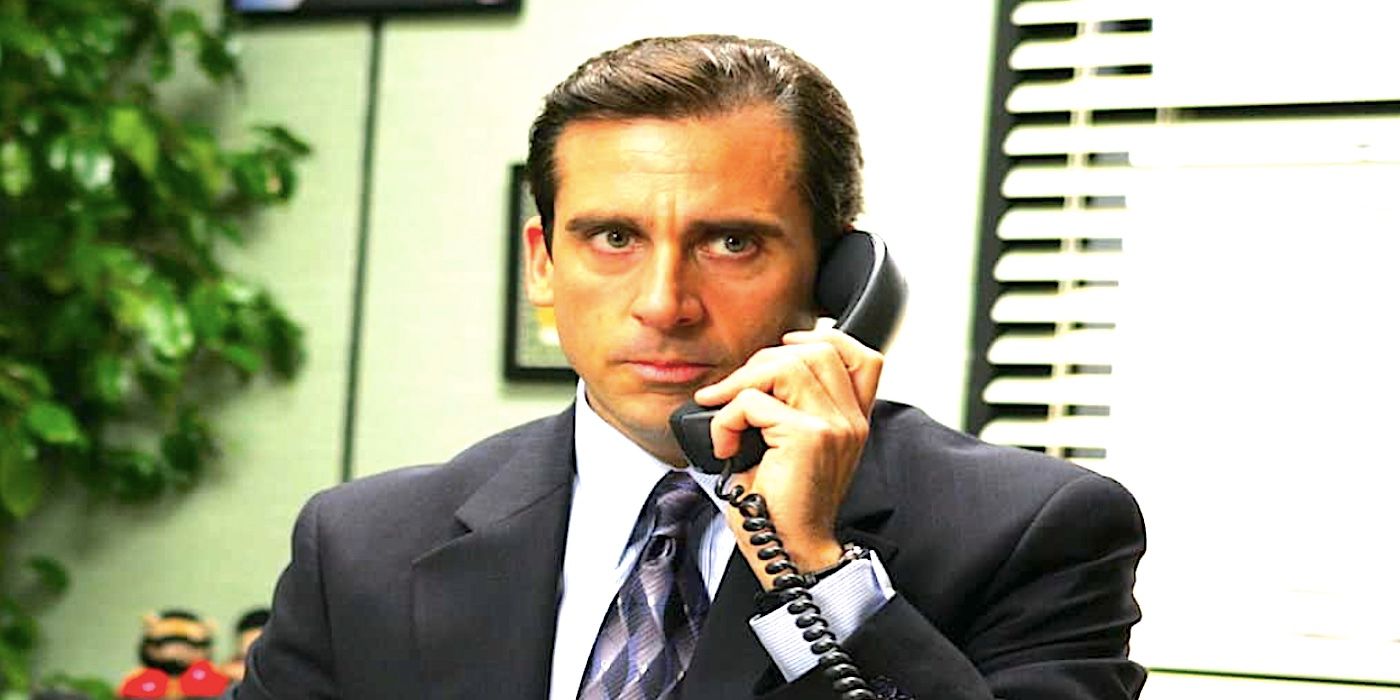 Steve Carell&rsquo;s Michael Scott looking concerned on the phone