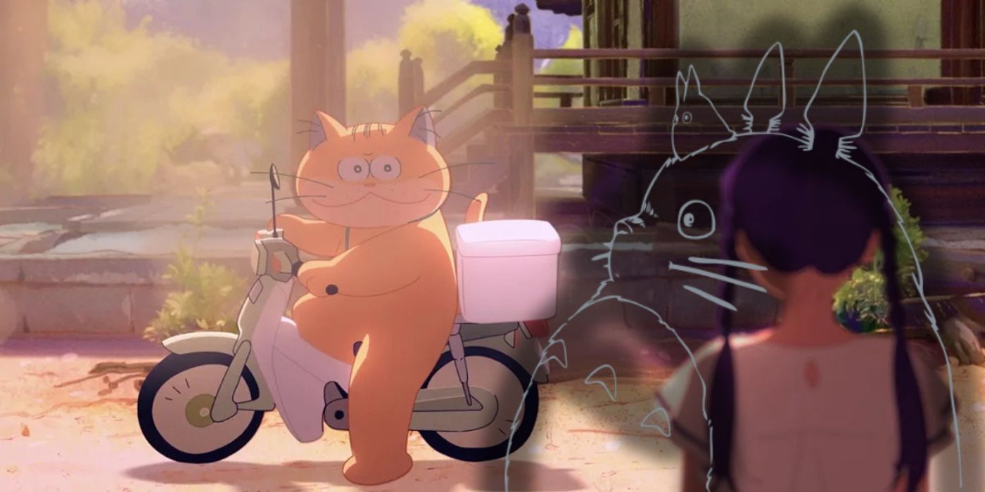 Ghost Cat Anzu ينظر إلى كارين مع مخطط Totoro 