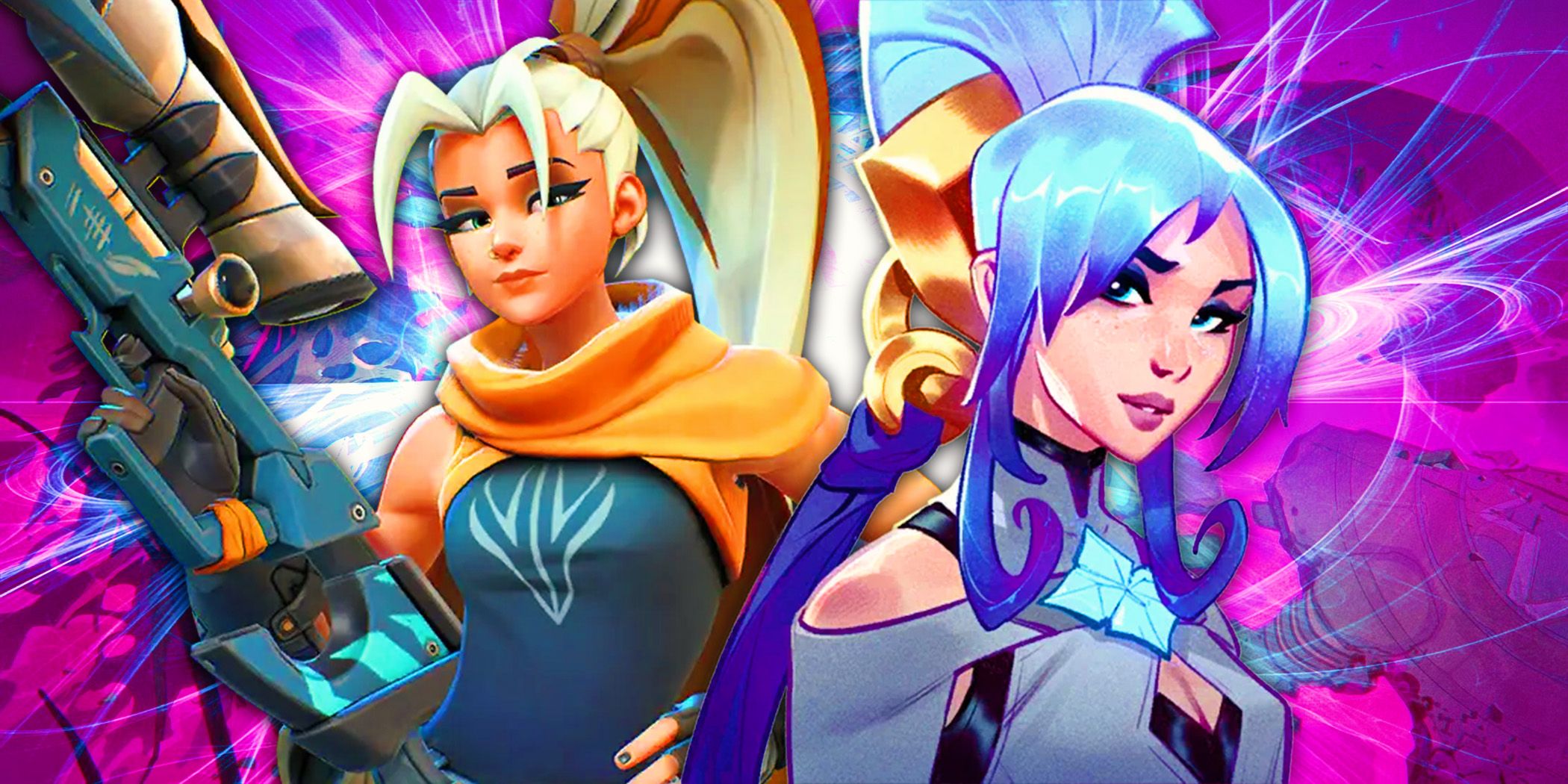 Supervive background with Shrike and Celeste in the forefront.