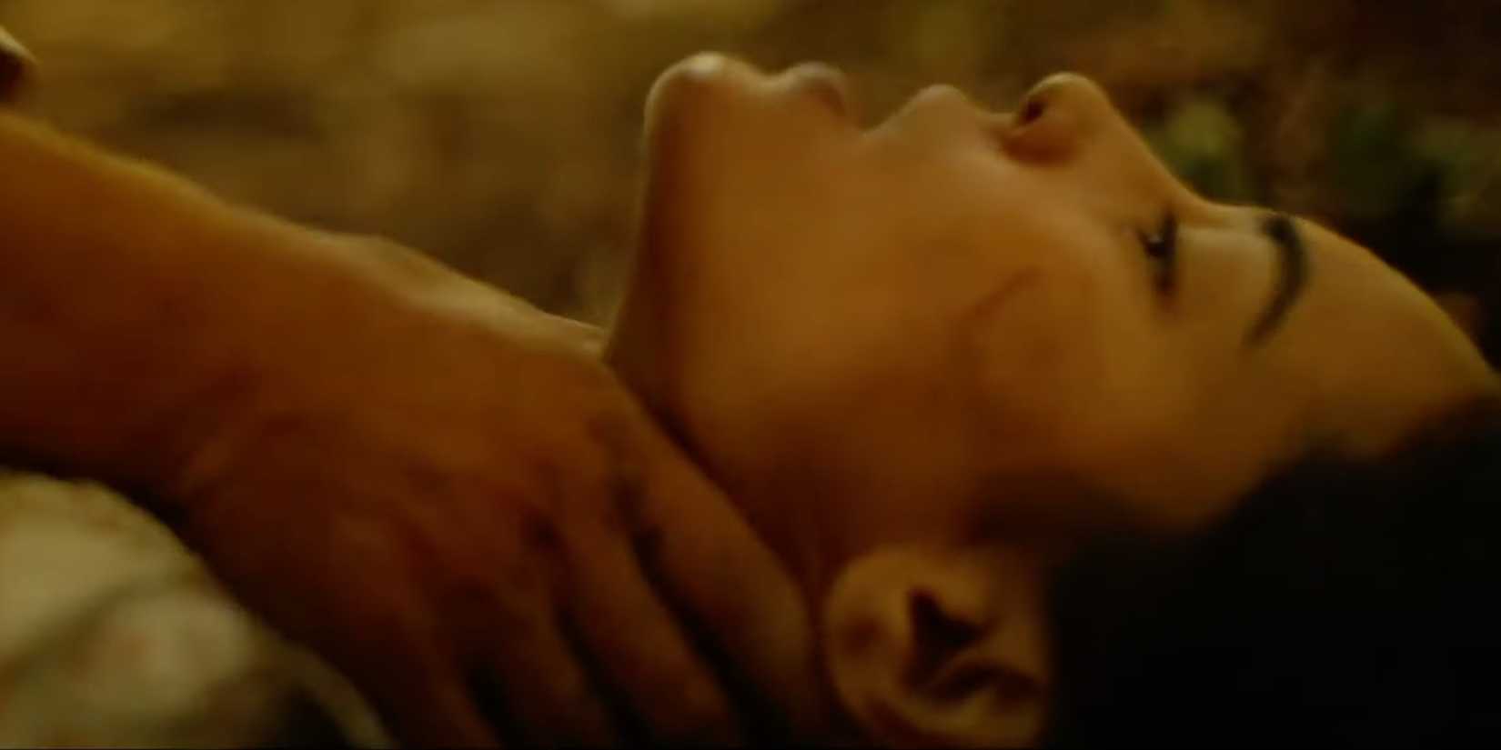 Teen Lottie being choked in the wilderness in Yellowjackets season 3