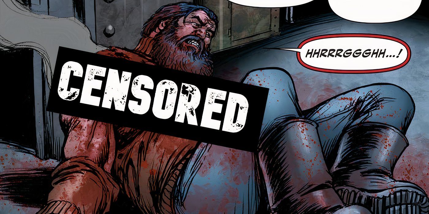 Comic book panel: The Boys' Vas bleeding out on the floor.