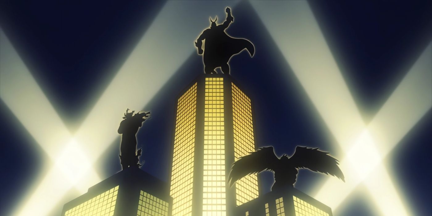 The former top three heroes standing on top of buildings like celebrities.