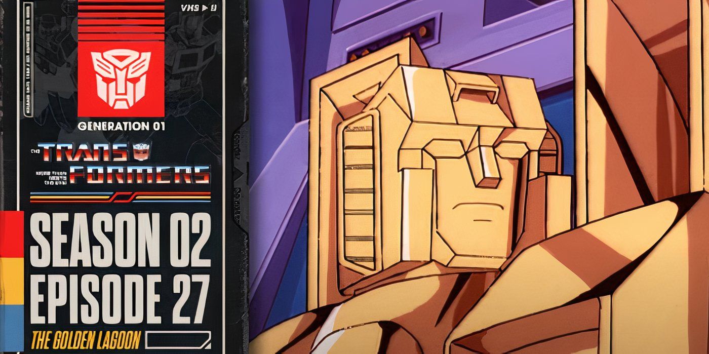 a gold transformer looks pensive in the transformers season 2 episode 27 the golden lagoon