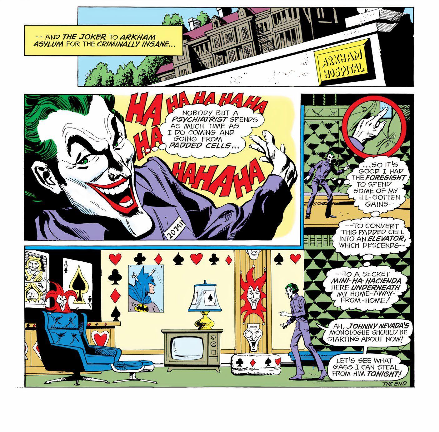 Painéis de quadrinhos: O Coringa tem uma mini-base sob sua cela no Asilo Arkham