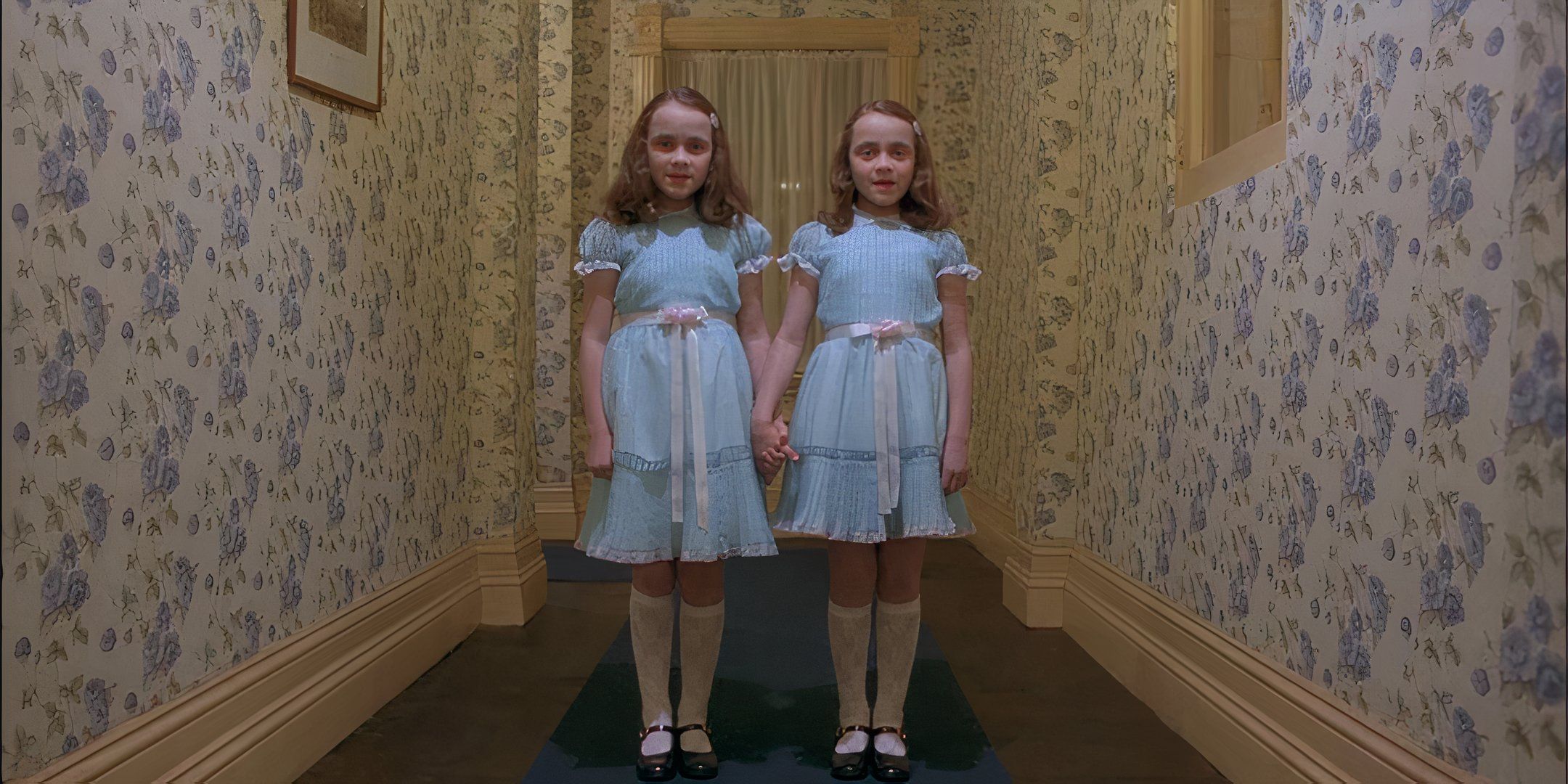 The Grady Twins (Lisa Burns and Louise Burns) talk to Danny in "The Shining" (1980)