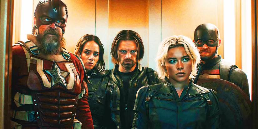 Thunderbolts team in a lift in Thunderbolts*