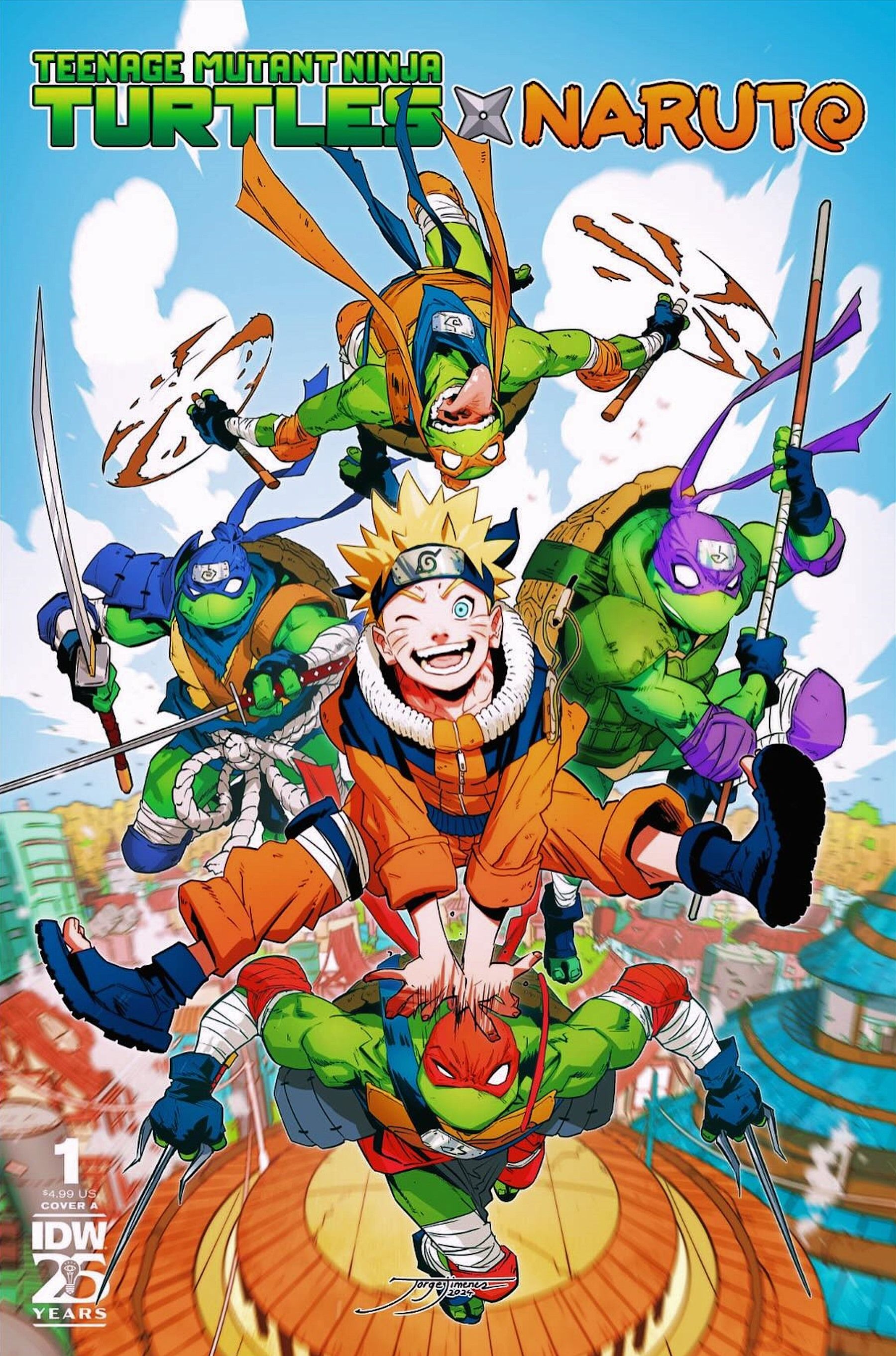 TMNT Teenage Mutant Ninja Turtles x Naruto #1 Comic Cover de Jorge Jimenez