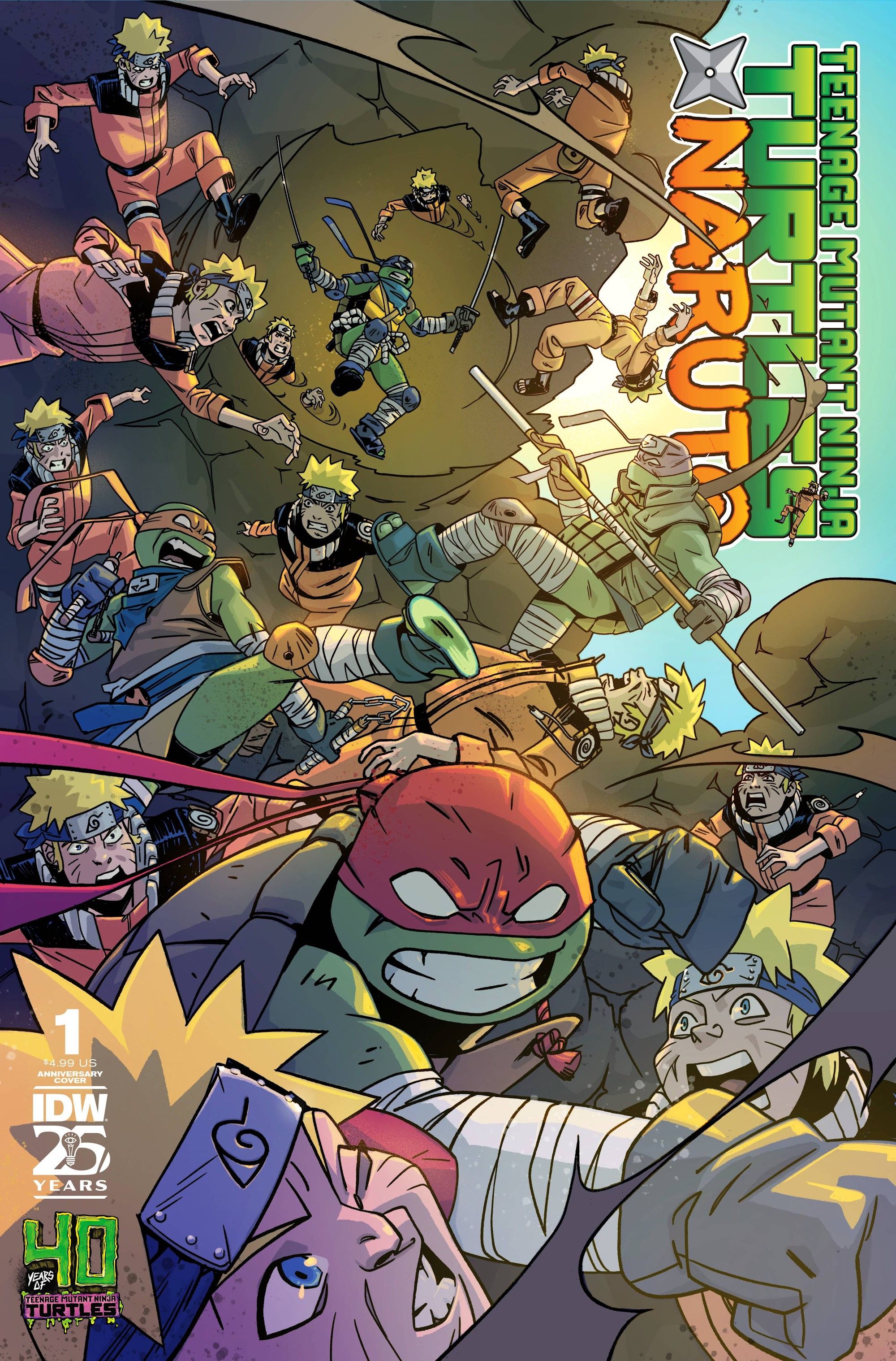 TMNT Teenage Mutant Ninja Turtles x Naruto #1 Arte da capa da variante em quadrinhos de Dan Duncan