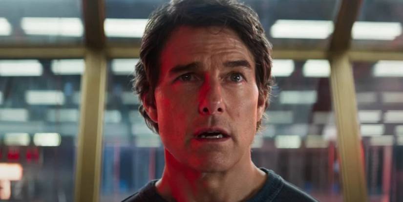 Tom Cruise looking off-screen in Mission Impossible The Final Reckoning