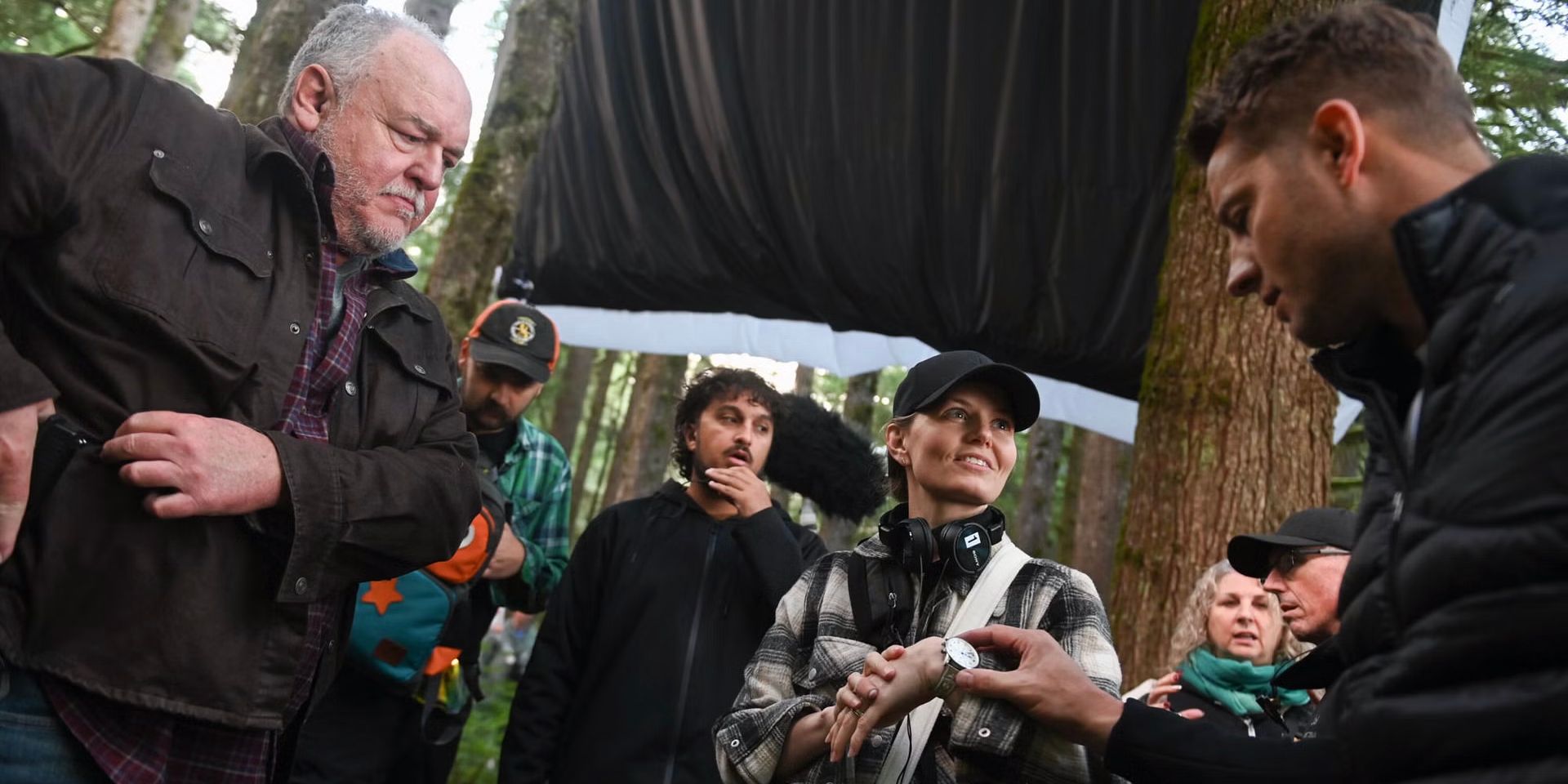 Brent Sexton, Jennifer Morrison, and Justin Hartley Behind the Scenes of Tracker Season 2, Episode 6 "trust fall"