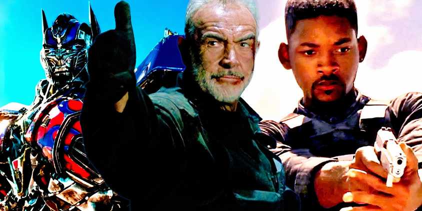 Collage of characters from Transformers, The Rock, and Bad Boys