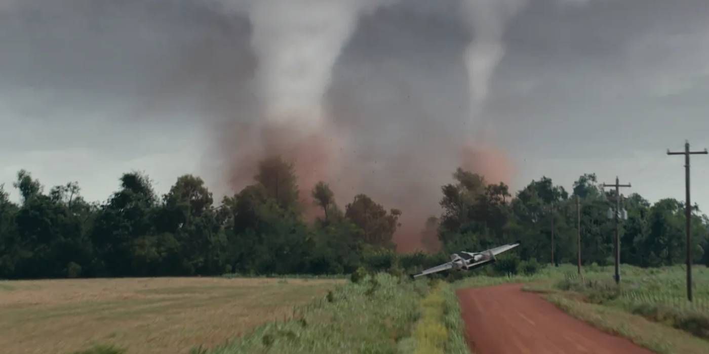 Cena de tornados gêmeos Twisters