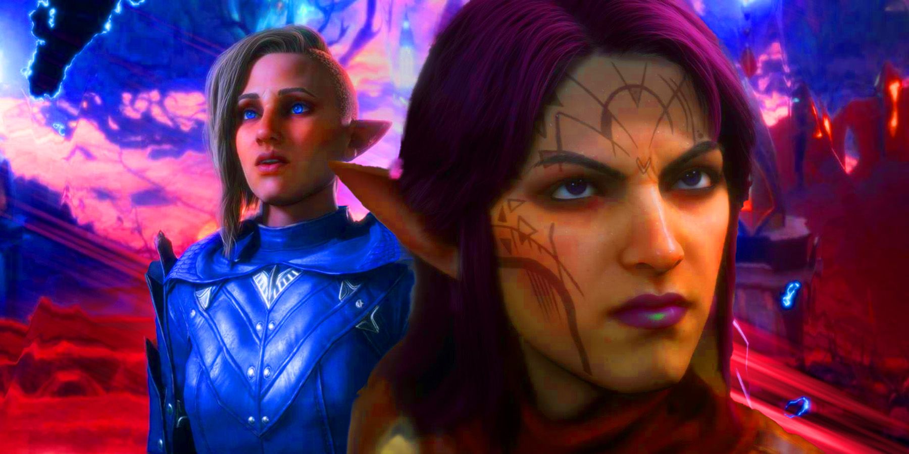 Two female characters from Dragon Age The Veilguard