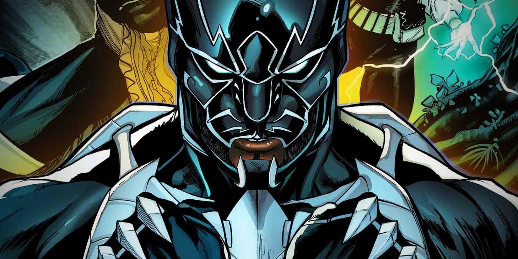 Comic book art: Ultimate Black Panther with Arms Crossed in a Wakandan salute.