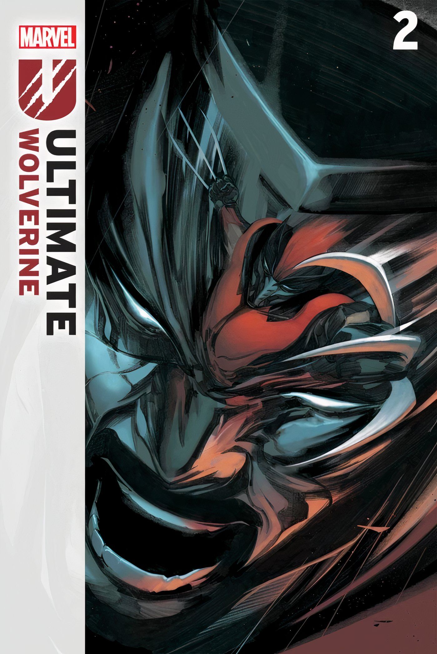 Capa de Ultimate Wolverine #2 com Wolverine atacando Colossus.