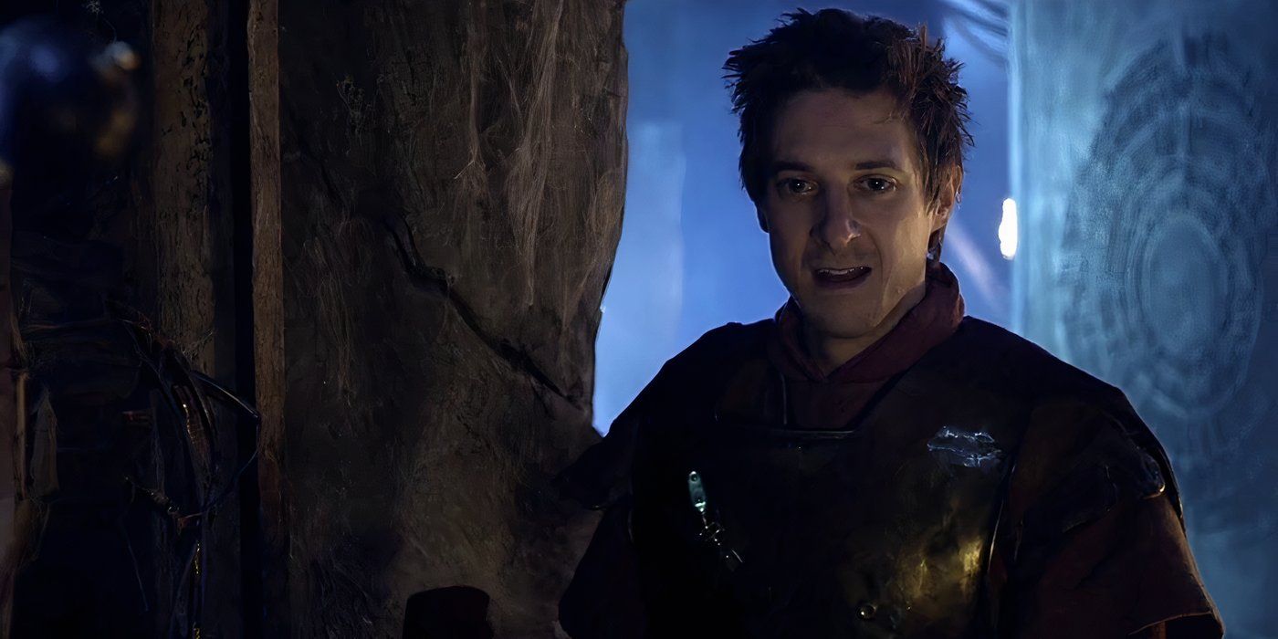 Arthur Darvill as Rory Williams smiling as he sees Amy again in the Doctor Who episode "The Pandorica Opens."