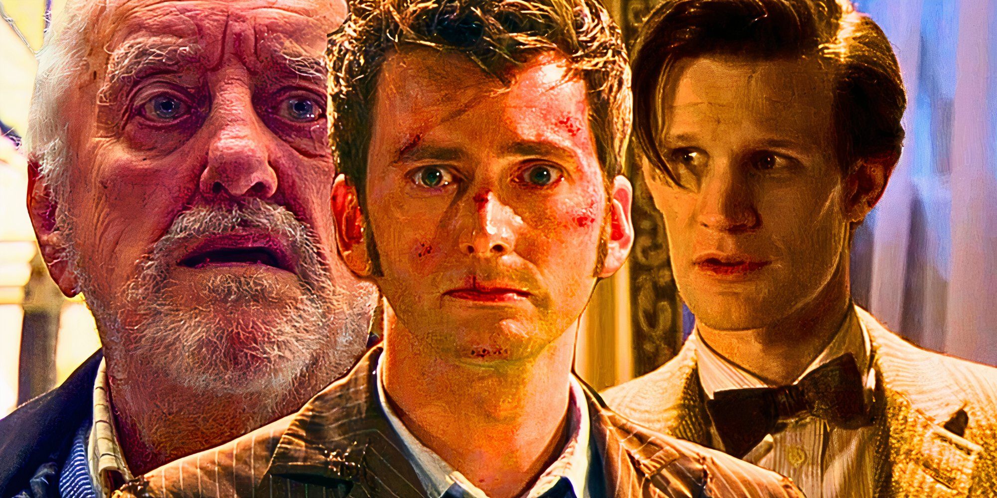 Custom Doctor Who image of Bernard Cribbins as Wilf, David Tennant as the Tenth Doctor, and Matt Smith as the Eleventh Doctor