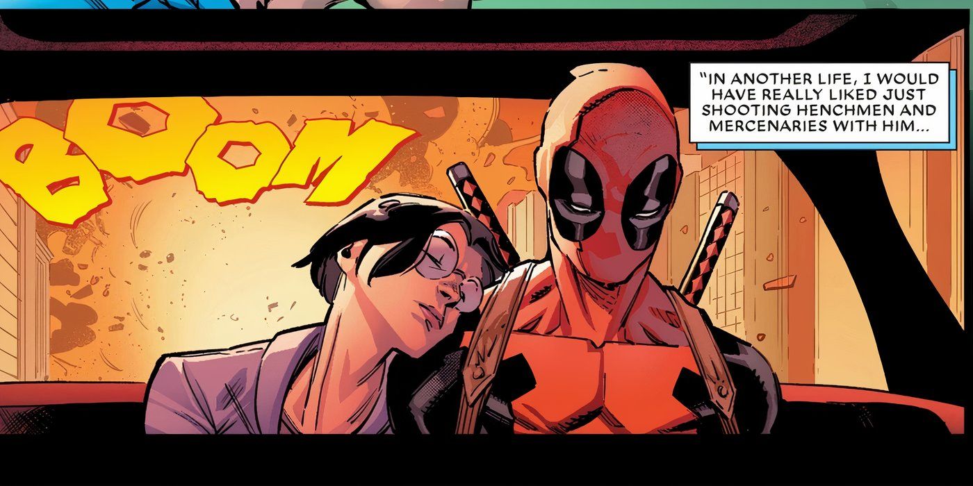 Comic Panel: See all Deadpool locations with Valentine on Deadpool's shoulders all at once