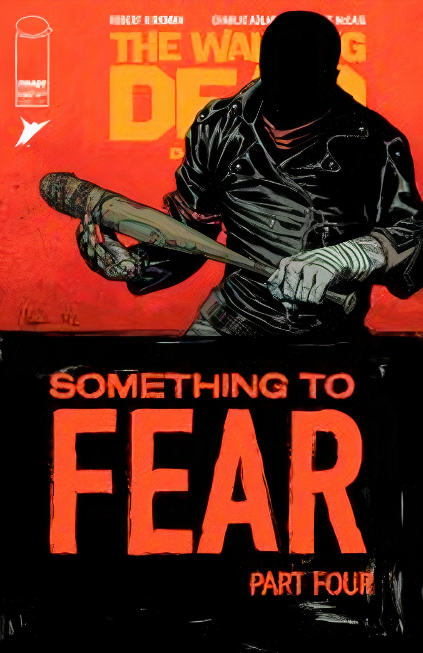 Walking Dead Deluxe #100 variant cover, Negan with his bat in silhouette